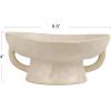 imageCreative CoOp Stoneware Footed PedestalBowl with Handles Reactive Glaze BlackWhite