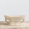 imageCreative CoOp Stoneware Footed PedestalBowl with Handles Reactive Glaze BlackWhite
