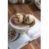 imageCreative CoOp Stoneware Footed PedestalBowl with Handles Reactive Glaze BlackWhite