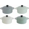 imageCreative CoOp Stoneware Lids Set of 4 Colors Mini Baker Set Multicolored