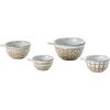imageCreative CoOp White Stoneware Measuring Cups with Wax Relief Pattern Set of 4 475quot