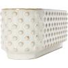 imageStoneware Hobnail Window Planter with 3 Sections Reactive Glaze White Each One Will Vary