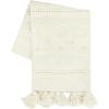 imageCreative CoOp 72quot Woven Cotton Textured Poms ampamp Tassels Table Runner Cream