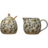 imageCreative CoOp HandPainted Spoon and Lid Stoneware Creamer Set of 3 Sugar Pot 9quot L x 4quot W x 4quot H MulticolorTea Set