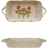 imageCreative CoOp Multicolor 12Ounce Stoneware Baker with Handles and Flower 10quot L x 5quot W