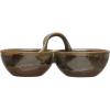 imageCreative CoOp Stoneware Appetizer 2 Sections and Handle Brown Reactive Glaze Dish