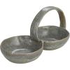 imageCreative CoOp Stoneware Double Bowl with Handle Grey