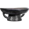 imageCreative CoOp Stoneware Footed PedestalBowl with Handles Reactive Glaze BlackBlack