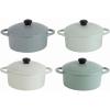 imageCreative CoOp Stoneware Lids Set of 4 Colors Mini Baker Set Multicolored