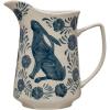 imageCreative CoOp Stoneware Pitcher with Painted Rabbit and Florals Blue and Cream