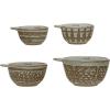 imageCreative CoOp White Stoneware Measuring Cups with Wax Relief Pattern Set of 4 475quot