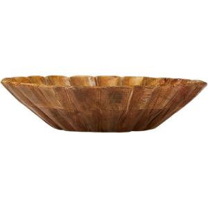imageCreative CoOp Boho Carved Wood Bowl with Scalloped Edge Natural
