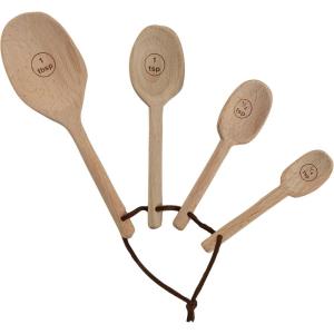imageCreative CoOp Carved Beech Wood Measuring Spoons Natural Set of 4