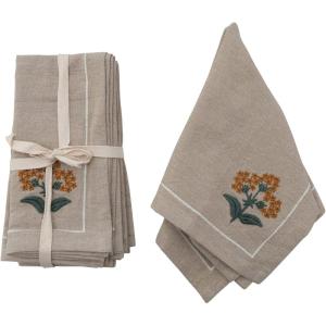 imageCreative CoOp Cotton Floral Embroidery Napkins 18quot L x 18quot W x 0quot H Multicolor