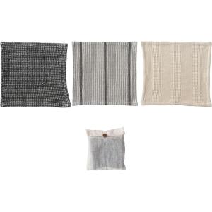 imageCreative CoOp Cotton Waffle Weave Dish Cloths with Loop Black Grey and Natural Set of 3 in Bag 11quot L x 11quot W x 0quot HBlack  Grey  Natural