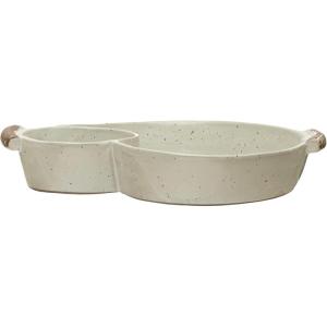imageCreative CoOp Farmhouse Stoneware Handles Ivory Chip ampamp Dip Bowl