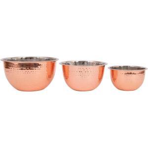 imageCreative CoOp Hammered Stainless Steel Bowls in Copper Finish Set of 3 Sizes