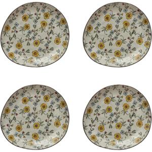 imageCreative CoOp HandPainted Spoon and Lid Stoneware Creamer Set of 3 Sugar Pot 9quot L x 4quot W x 4quot H MulticolorPlates