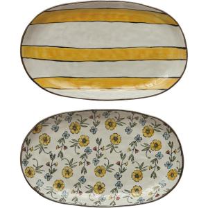 imageCreative CoOp HandPainted Spoon and Lid Stoneware Creamer Set of 3 Sugar Pot 9quot L x 4quot W x 4quot H MulticolorPlatter