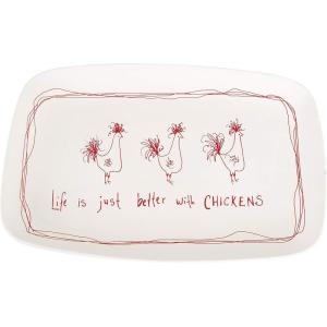 imageCreative CoOp Life is Just Better with Chickens Stoneware PlatterLarge