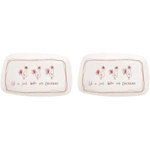 imageCreative CoOp Life is Just Better with Chickens Stoneware PlatterLarge Pack of 2