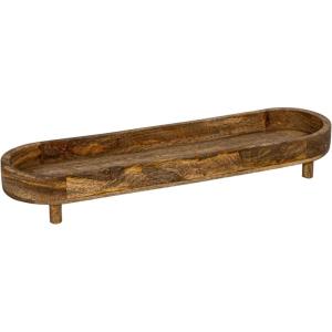imageCreative CoOp Mango Wood Footed Tray for Storage and Serving Natural
