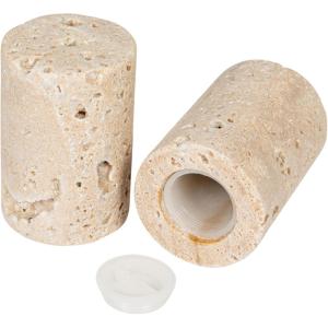 imageCreative CoOp Natural Round Travertine Salt and Pepper Shakers Set of 2 Small