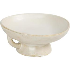 imageCreative CoOp Stoneware Footed PedestalBowl with Handles Reactive Glaze BlackWhite