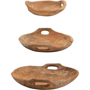 imageCreative CoOp Teak Wood Handles Set of 3 Each One Will Vary Bowl Natural 3