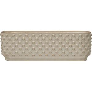 imageStoneware Hobnail Window Planter with 3 Sections Reactive Glaze White Each One Will Vary
