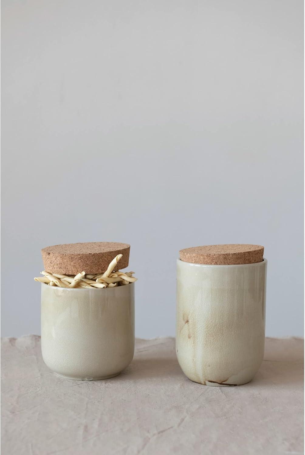 imageCreative CoOp Stoneware Cork Lid Reactive Glaze Jar 5quot L x 5quot W x 7quot H MulticolorMulticolor