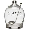 imageCreative CoOp Clear Glass quotOLIVEquot Jar with Lid ampamp Slotted Stainless Steel Spoon Set of 3 Pieces including Lid