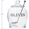 imageCreative CoOp Clear Glass quotOLIVEquot Jar with Lid ampamp Slotted Stainless Steel Spoon Set of 3 Pieces including Lid