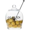 imageCreative CoOp Clear Glass quotOLIVEquot Jar with Lid ampamp Slotted Stainless Steel Spoon Set of 3 Pieces including Lid