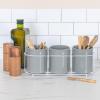 imageCreative CoOp Farmhouse Ceramic Metal Holder Grey and White CrocksGray