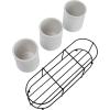 imageCreative CoOp Farmhouse Ceramic Metal Holder Grey and White CrocksWhite