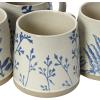 imageCreative CoOp Hand Stamped Stoneware Wax Relief Botanical Design Antique Blue and White Set of 4 Styles Mugs