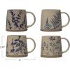 imageCreative CoOp Hand Stamped Stoneware Wax Relief Botanical Design Antique Blue and White Set of 4 Styles Mugs