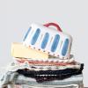 imageCreative CoOp HandPainted Stoneware Butter Dish with Scalloped Edge White Red and Blue Medium Multi
