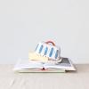 imageCreative CoOp HandPainted Stoneware Butter Dish with Scalloped Edge White Red and Blue Medium Multi