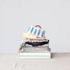 imageCreative CoOp HandPainted Stoneware Butter Dish with Scalloped Edge White Red and Blue Medium Multi