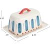 imageCreative CoOp HandPainted Stoneware Butter Dish with Scalloped Edge White Red and Blue Medium Multi