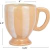 imageCreative CoOp HandPainted Stoneware Footed Mug with Stripes Brown and White Set of 4