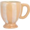imageCreative CoOp HandPainted Stoneware Footed Mug with Stripes Brown and White Set of 4
