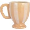 imageCreative CoOp HandPainted Stoneware Footed Mug with Stripes Brown and White Set of 4