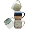 imageCreative CoOp Large Multicolor Stoneware Mugs with Ribbed Sides Set of 4 ColorsRounded Handle