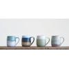 imageCreative CoOp Large Multicolor Stoneware Mugs with Ribbed Sides Set of 4 ColorsRounded Handle