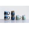 imageCreative CoOp Large Multicolor Stoneware Mugs with Ribbed Sides Set of 4 ColorsWhaleTail Handle