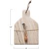 imageCreative CoOp Marble Cheese and Cutting Board with Handle Leather Tie and Canape Knife Buff Set of 2