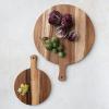 imageCreative CoOp Round Large Suar Wood Cutting Board with Handle Natural